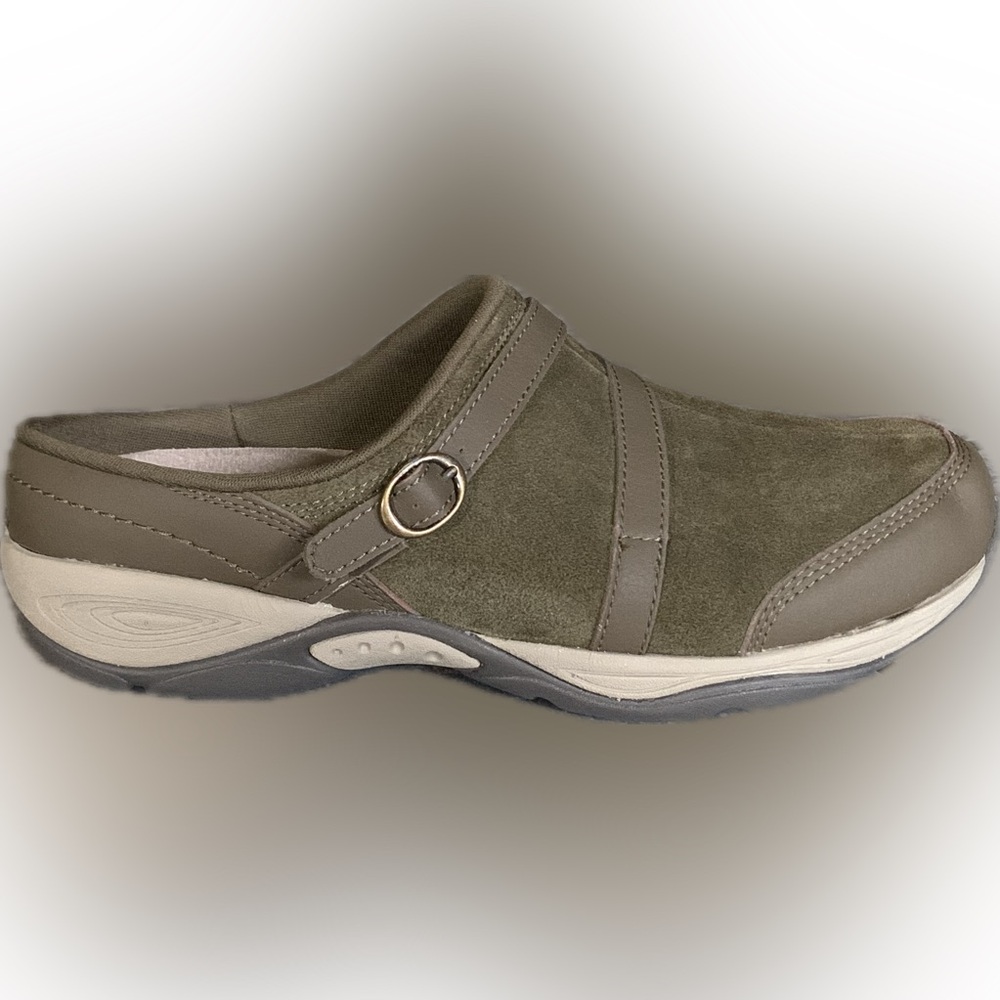 Easy Spirit Women's Olive Suede Slip-On Mule with Decorative Buckle size 8 M
